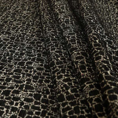 Ketu Collection Of Woven Chenille Pebble Stone Effect Black Grey Colour Furnishing Fabrics CTR-123 - Made To Measure Curtains