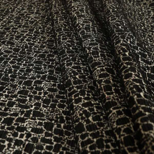Ketu Collection Of Woven Chenille Pebble Stone Effect Black Grey Colour Furnishing Fabrics CTR-123