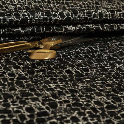 Ketu Collection Of Woven Chenille Pebble Stone Effect Black Grey Colour Furnishing Fabrics CTR-123 - Made To Measure Curtains