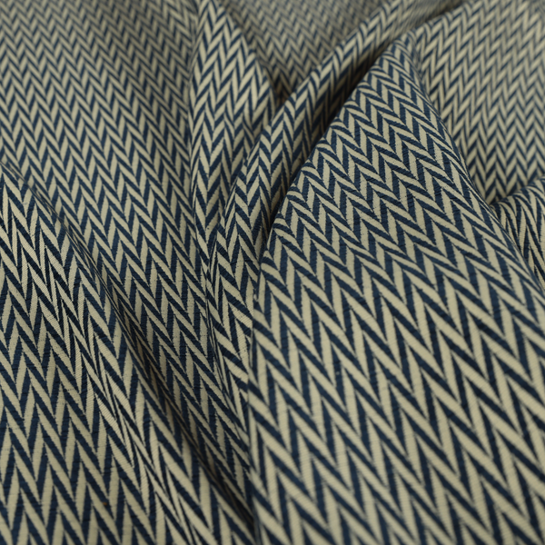 Otara Stripe Pattern Chenille Material In Navy Blue Upholstery Fabric CTR-1230