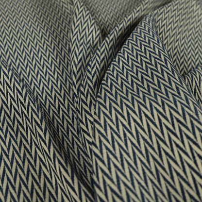 Otara Stripe Pattern Chenille Material In Navy Blue Upholstery Fabric CTR-1230