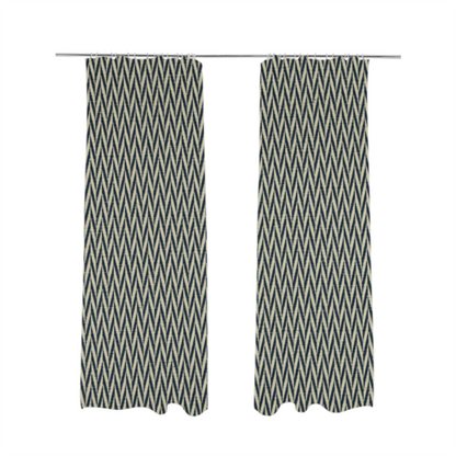 Otara Stripe Pattern Chenille Material In Navy Blue Upholstery Fabric CTR-1230 - Made To Measure Curtains