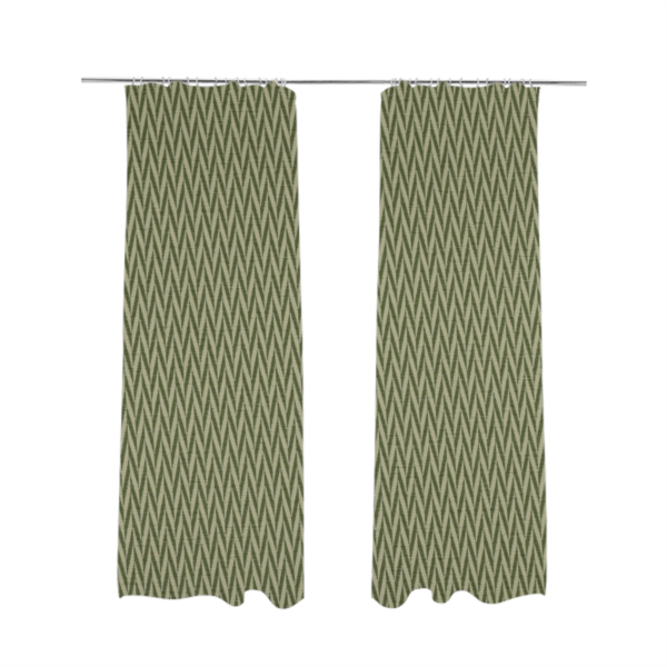 Otara Stripe Pattern Chenille Material In Green Upholstery Fabric CTR-1231 - Made To Measure Curtains