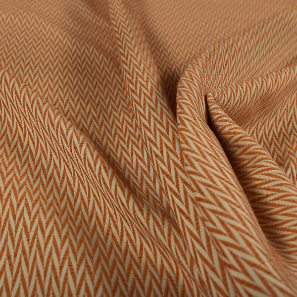 Otara Stripe Pattern Chenille Material In Orange Upholstery Fabric CTR-1232 - Roman Blinds