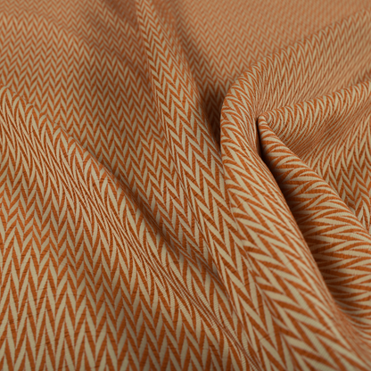 Otara Stripe Pattern Chenille Material In Orange Upholstery Fabric CTR-1232