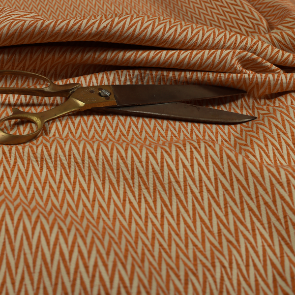 Otara Stripe Pattern Chenille Material In Orange Upholstery Fabric CTR-1232 - Made To Measure Curtains