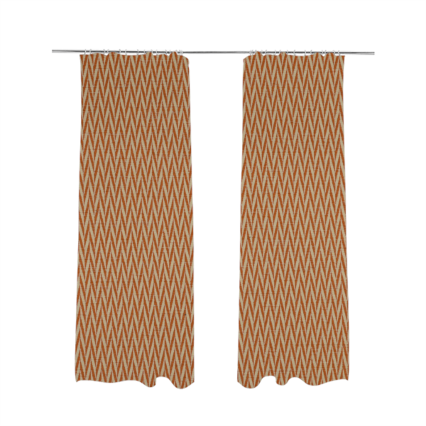 Otara Stripe Pattern Chenille Material In Orange Upholstery Fabric CTR-1232 - Made To Measure Curtains