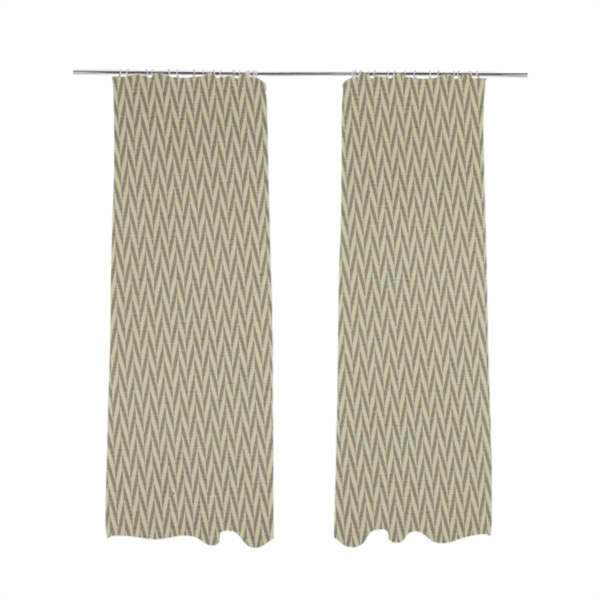 Otara Stripe Pattern Chenille Material In Silver Upholstery Fabric CTR-1233 - Made To Measure Curtains