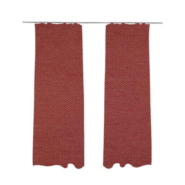 California Chevron Pattern Chenille Material In Red Upholstery Fabric CTR-1239 - Made To Measure Curtains