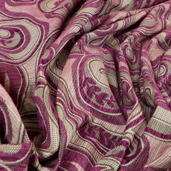 Ketu Collection Of Woven Chenille Floral Pink Colour Furnishing Fabrics CTR-124 - Made To Measure Curtains