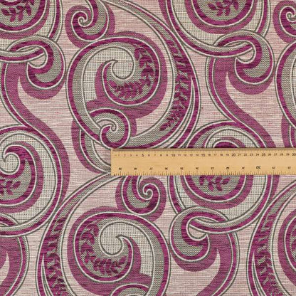 Ketu Collection Of Woven Chenille Floral Pink Colour Furnishing Fabrics CTR-124 - Roman Blinds