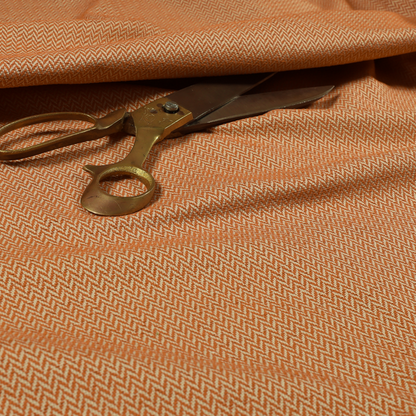 California Chevron Pattern Chenille Material In Orange Upholstery Fabric CTR-1243 - Made To Measure Curtains