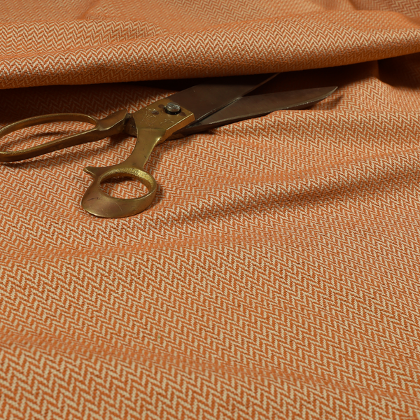 California Chevron Pattern Chenille Material In Orange Upholstery Fabric CTR-1243 - Handmade Cushions