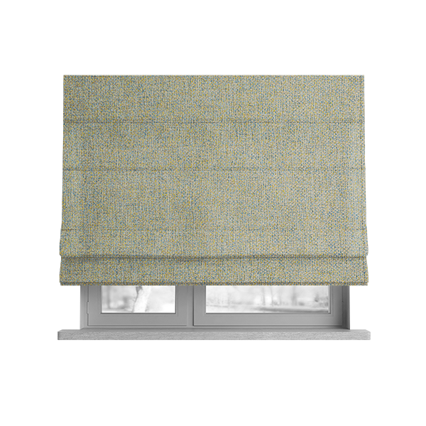 Pacific Unique Textured Basket Weave Heavyweight Upholstery Fabric In Natural Blue Colour CTR-1247 - Roman Blinds