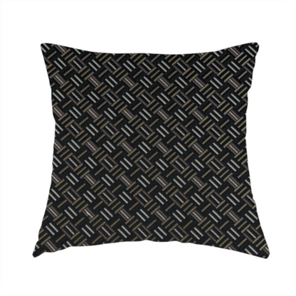 Oslo Geometric Pattern Blue Gold Black Toned Upholstery Fabric CTR-1257 - Handmade Cushions