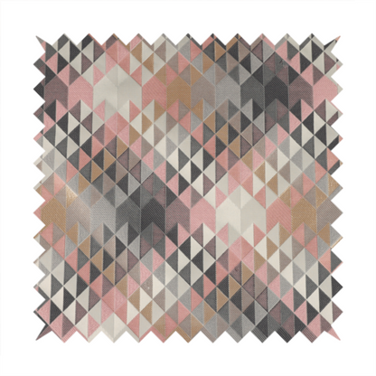 Oslo Geometric Pattern Grey Pink Gold Toned Upholstery Fabric CTR-1261 - Made To Measure Curtains