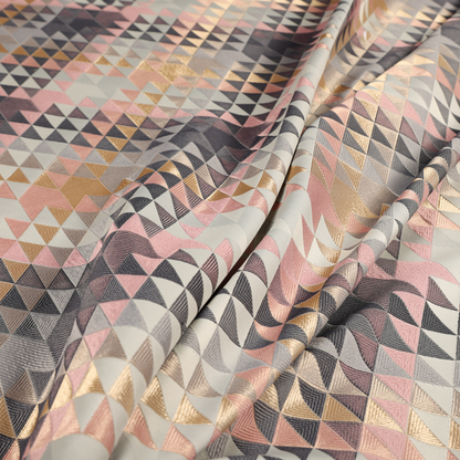 Oslo Geometric Pattern Grey Pink Gold Toned Upholstery Fabric CTR-1261 - Made To Measure Curtains