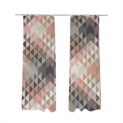 Oslo Geometric Pattern Grey Pink Gold Toned Upholstery Fabric CTR-1261 - Made To Measure Curtains