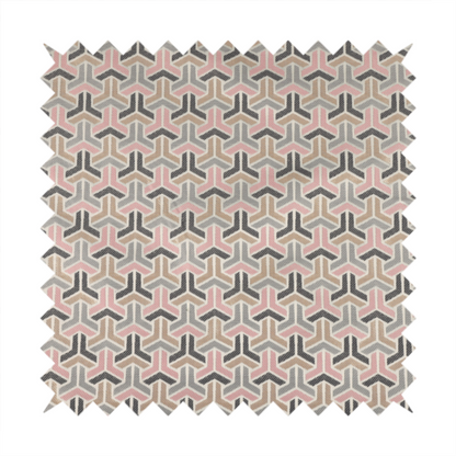 Oslo Geometric Pattern Grey Pink Gold Toned Upholstery Fabric CTR-1262 - Roman Blinds