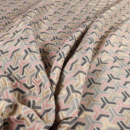 Oslo Geometric Pattern Grey Pink Gold Toned Upholstery Fabric CTR-1262 - Roman Blinds