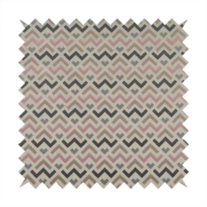 Oslo Geometric Pattern Grey Pink Gold Toned Upholstery Fabric CTR-1263 - Roman Blinds