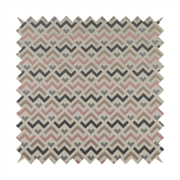 Oslo Geometric Pattern Grey Pink Gold Toned Upholstery Fabric CTR-1263 - Handmade Cushions