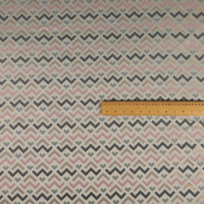 Oslo Geometric Pattern Grey Pink Gold Toned Upholstery Fabric CTR-1263 - Handmade Cushions