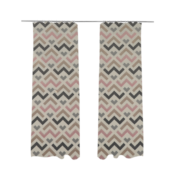 Oslo Geometric Pattern Grey Pink Gold Toned Upholstery Fabric CTR-1263 - Made To Measure Curtains