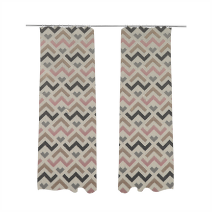 Oslo Geometric Pattern Grey Pink Gold Toned Upholstery Fabric CTR-1263 - Made To Measure Curtains