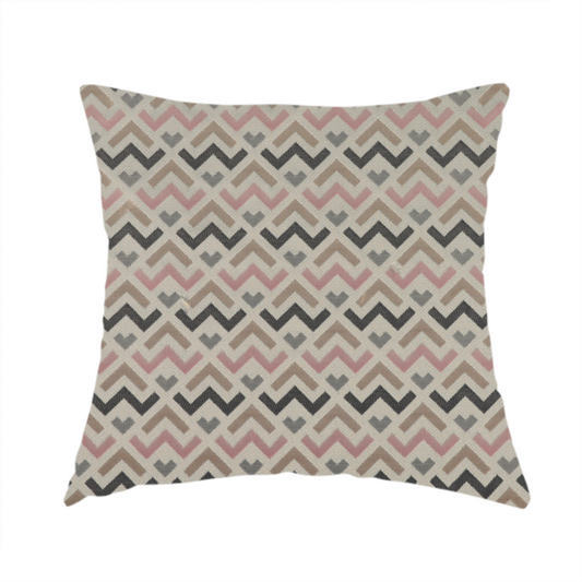 Oslo Geometric Pattern Grey Pink Gold Toned Upholstery Fabric CTR-1263 - Handmade Cushions