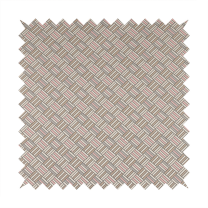 Oslo Geometric Pattern Grey Pink Gold Toned Upholstery Fabric CTR-1265 - Made To Measure Curtains