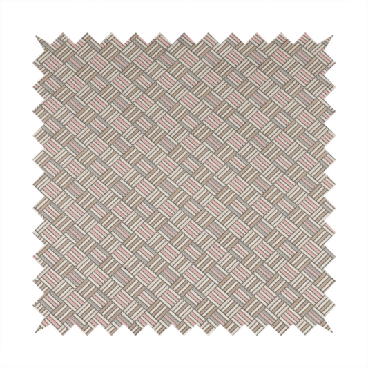 Oslo Geometric Pattern Grey Pink Gold Toned Upholstery Fabric CTR-1265