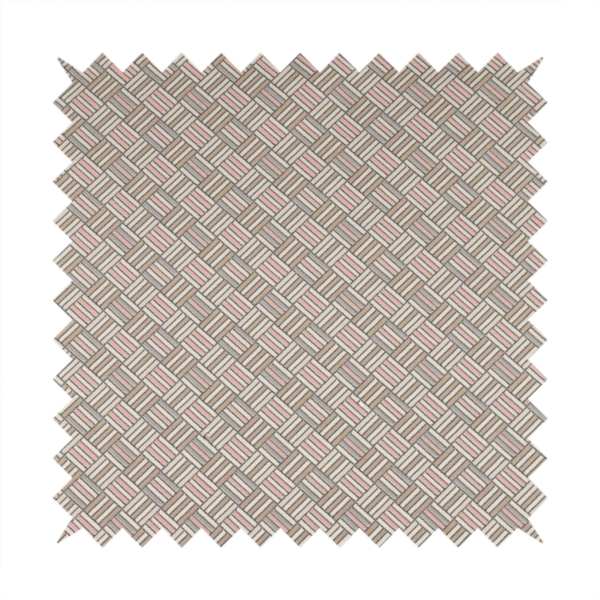 Oslo Geometric Pattern Grey Pink Gold Toned Upholstery Fabric CTR-1265 - Handmade Cushions