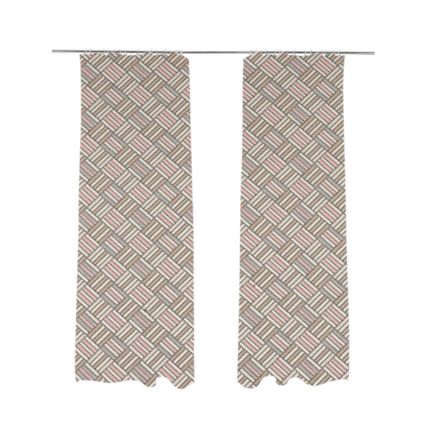 Oslo Geometric Pattern Grey Pink Gold Toned Upholstery Fabric CTR-1265 - Made To Measure Curtains