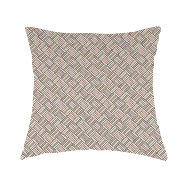 Oslo Geometric Pattern Grey Pink Gold Toned Upholstery Fabric CTR-1265 - Handmade Cushions