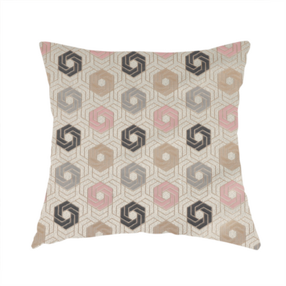 Oslo Geometric Pattern Grey Pink Gold Toned Upholstery Fabric CTR-1266 - Handmade Cushions