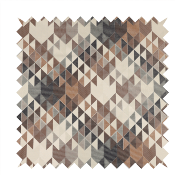 Oslo Geometric Pattern Grey Cream Brown Toned Upholstery Fabric CTR-1267 - Made To Measure Curtains