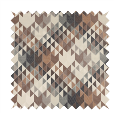 Oslo Geometric Pattern Grey Cream Brown Toned Upholstery Fabric CTR-1267 - Made To Measure Curtains