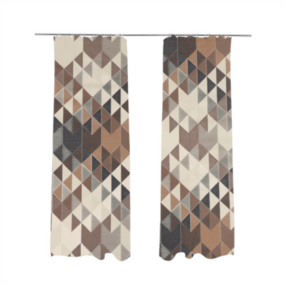 Oslo Geometric Pattern Grey Cream Brown Toned Upholstery Fabric CTR-1267 - Made To Measure Curtains