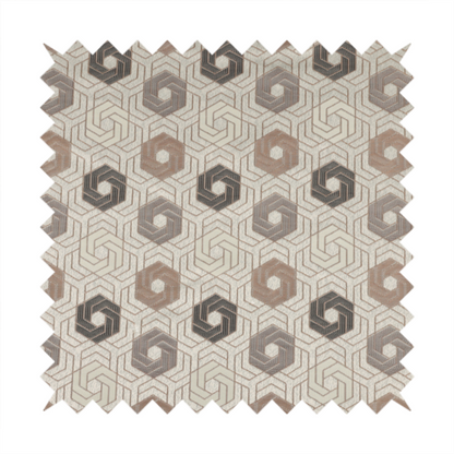 Oslo Geometric Pattern Grey Cream Brown Toned Upholstery Fabric CTR-1268 - Made To Measure Curtains