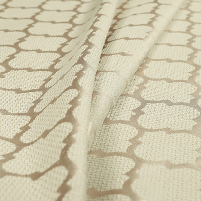 Ayon Damask Pattern Mono Beige Coloured With Shine Furnishing Fabric CTR-1269 - Made To Measure Curtains