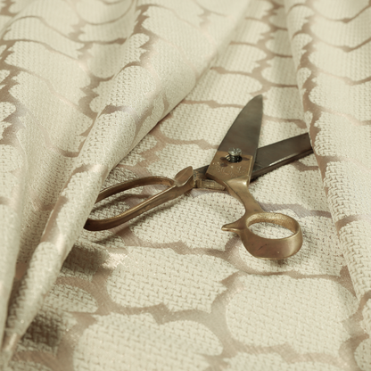 Ayon Damask Pattern Mono Beige Coloured With Shine Furnishing Fabric CTR-1269 - Made To Measure Curtains