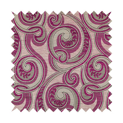 Ketu Collection Of Woven Chenille Floral Fuchsia Pink Colour Furnishing Fabrics CTR-127 - Handmade Cushions