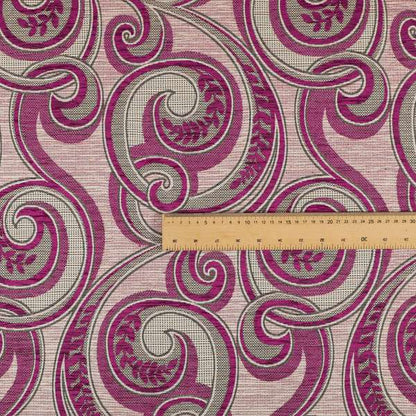 Ketu Collection Of Woven Chenille Floral Fuchsia Pink Colour Furnishing Fabrics CTR-127 - Handmade Cushions