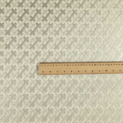 Ayon Geometric Pattern Mono Beige Coloured With Shine Furnishing Fabric CTR-1270 - Roman Blinds