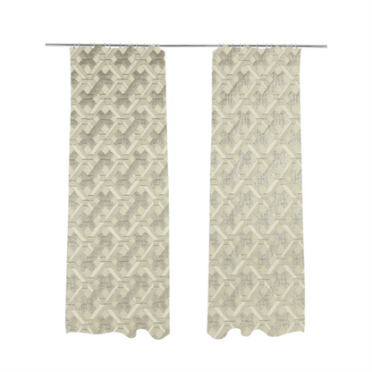 Ayon Geometric Pattern Mono Beige Coloured With Shine Furnishing Fabric CTR-1270 - Made To Measure Curtains