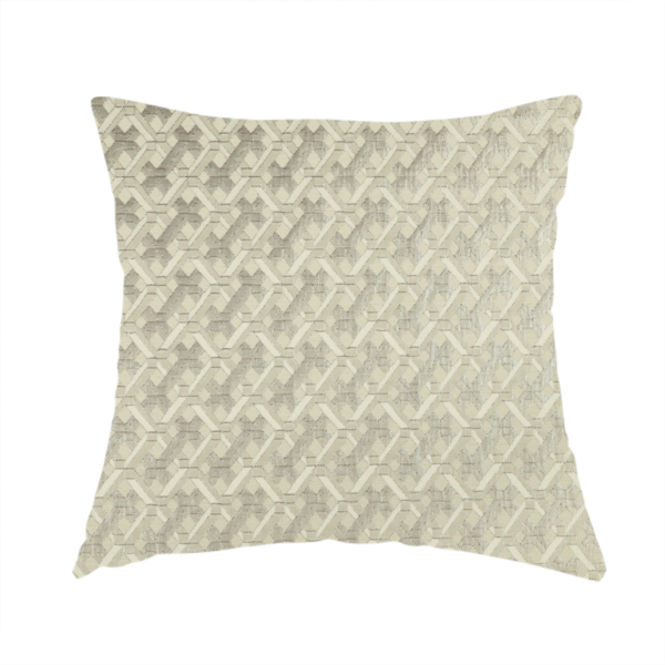 Ayon Geometric Pattern Mono Beige Coloured With Shine Furnishing Fabric CTR-1270 - Handmade Cushions