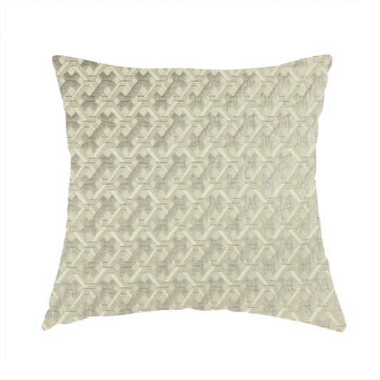 Ayon Geometric Pattern Mono Beige Coloured With Shine Furnishing Fabric CTR-1270 - Handmade Cushions