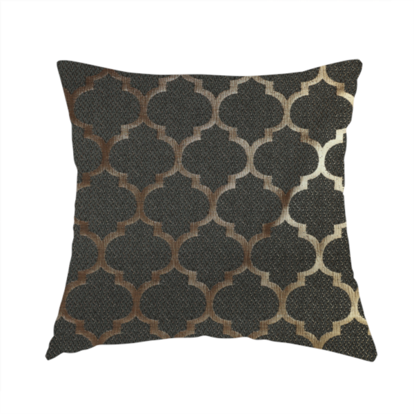 Ayon Damask Pattern Grey Gold Coloured With Shine Furnishing Fabric CTR-1272 - Handmade Cushions