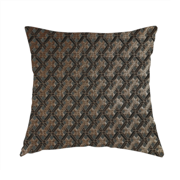 Ayon Geometric Pattern Grey Gold Coloured With Shine Furnishing Fabric CTR-1273 - Handmade Cushions